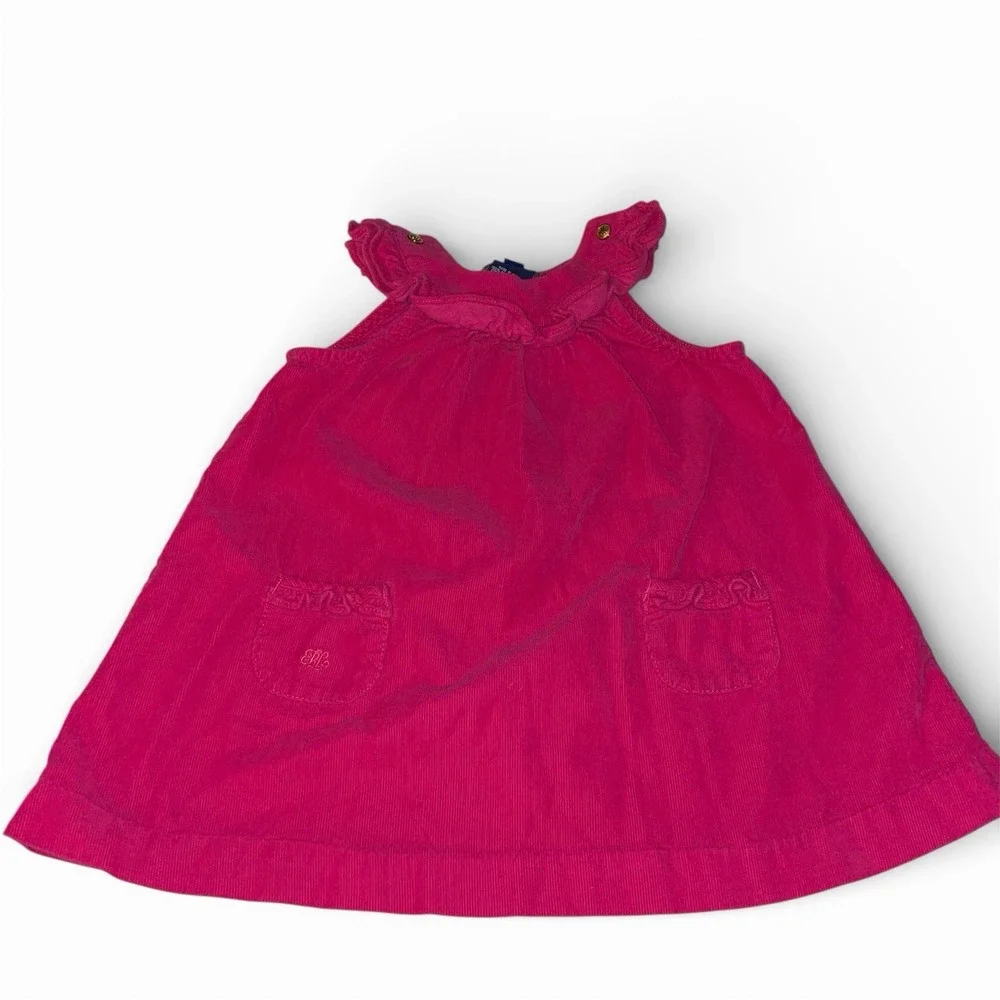 Vtg RALPH LAUREN Baby Girl's Burgundy Corduroy Dress Size 12‎ months